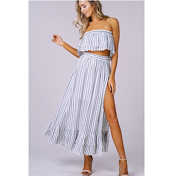 Jacqueline Ruffled Crop Top Skirt Set - Picture 2 of 3